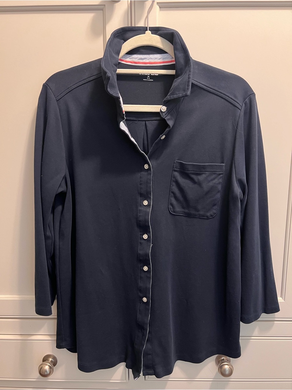 Lands' End Women's Navy Button-Down Pocket Shirt